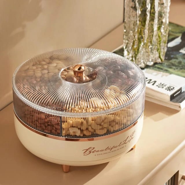 5 Grid Dry Fruit Rotating Tray, Tabletop Snack Storage Container, Creative Light Luxury Candy Storage Tray 5 Grid Dry Fruit Rotating Tray, Tabletop Snack Storage Container, Creative Light Luxury Candy Storage Tray
